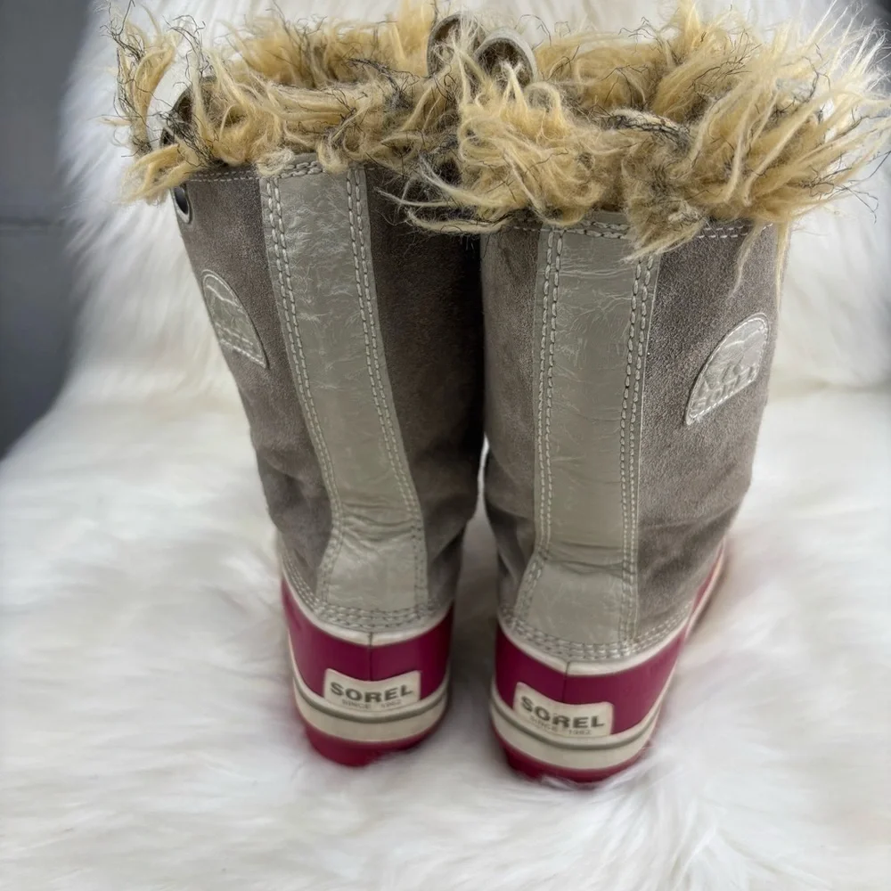 SOREL WINTER SNOW BOOTS GRAY AND PINK COLOR SIZE 5 WOMAN